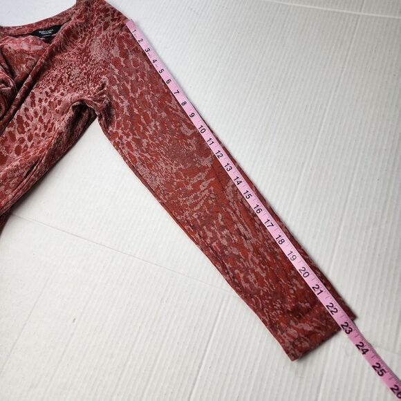 Simply Vera Vera Wang Textured Top Crewneck Long Sleeve Tee Knit Rust Size M - Picture 8 of 14